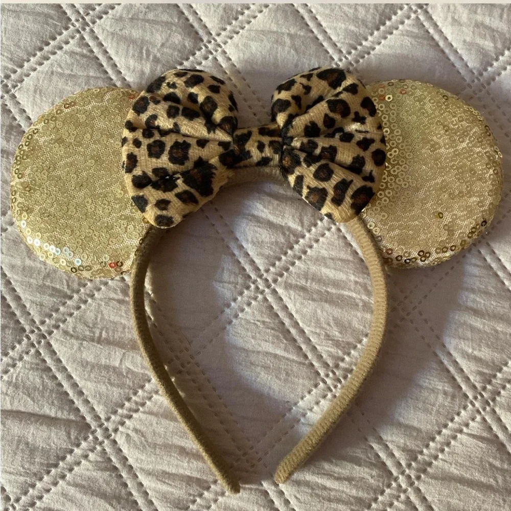 Leopard Print Bow Sequin Ears Headband